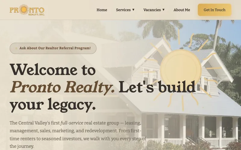Pronto Realty website